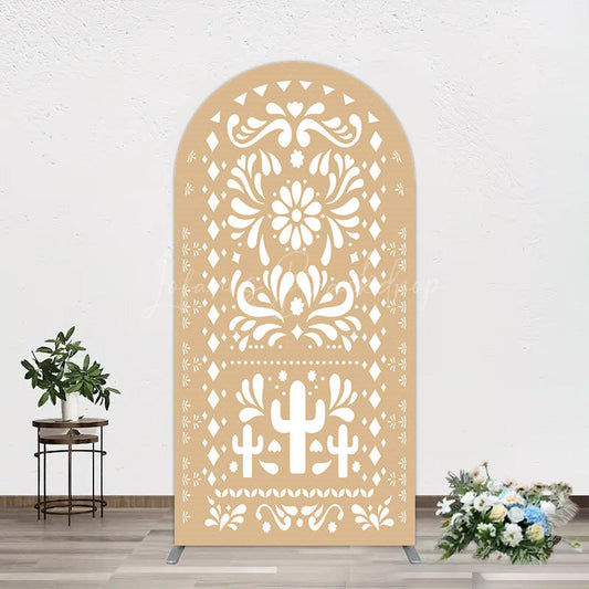 Lofaris Mexican Brown White Pattern Birthday Arch Backdrop