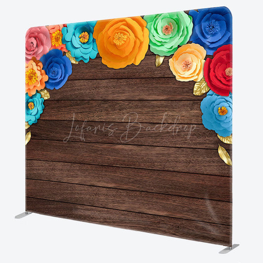 Lofaris Mexican Color Floral Wooden Square Tension Backdrop