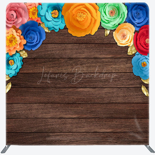 Lofaris Mexican Color Floral Wooden Square Tension Backdrop