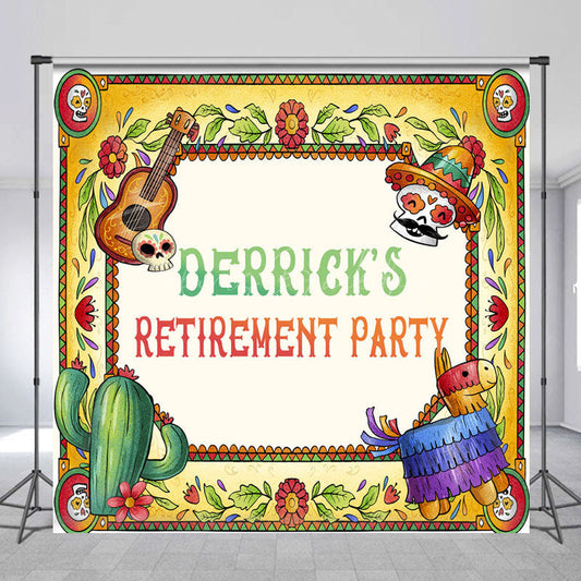 Lofaris Mexican Fiesta Custom Name Retirement Party Backdrop