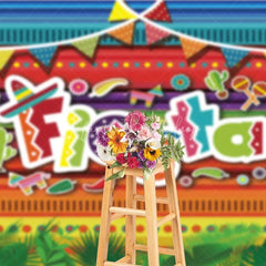 Lofaris Mexican Fiesta Party Backdrop Colorful Serape Stripes and Sombrero Background Cinco de Mayo Celebration Props