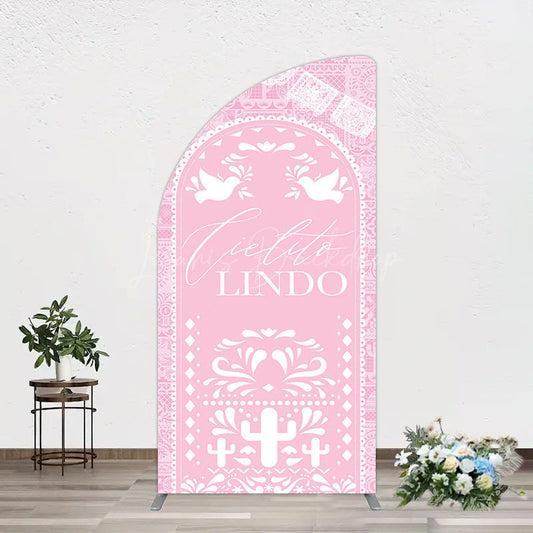 Lofaris Mexican Pink Cielito Lindo Birthday Half Moon Arch Backdrop