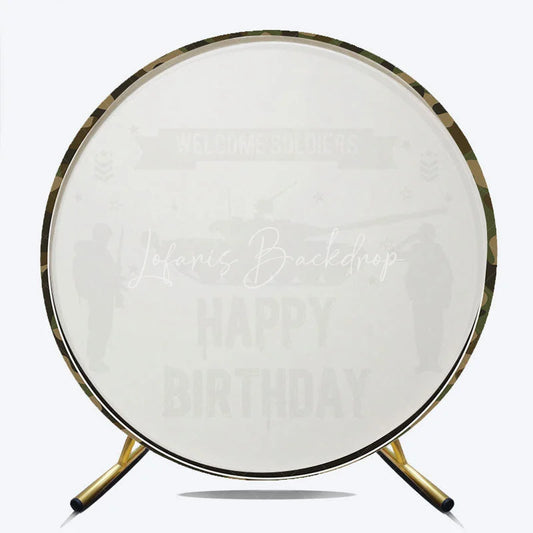Lofaris Military Army Tank Soldiers Camouflage Round Backdrop Welcome Happy Birthday Party Decoration