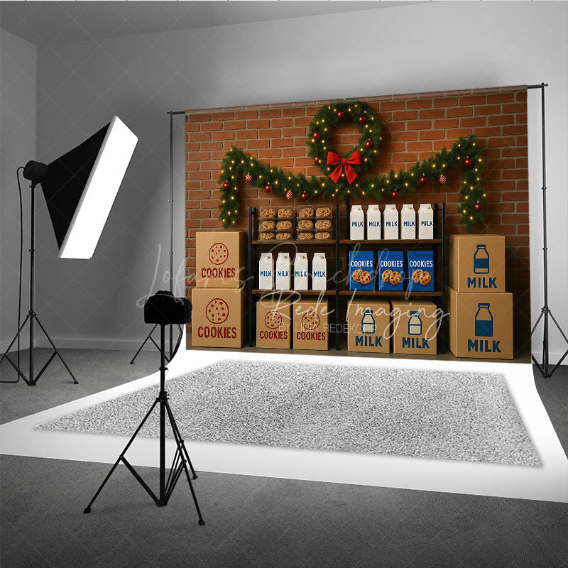 Lofaris Milk and Cookies for Santa Photography Backdrop Christmas Kitchen Scene Holiday Mini Session Background