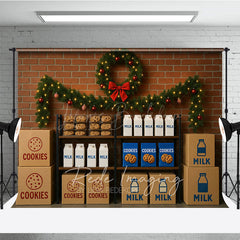 Lofaris Milk and Cookies for Santa Photography Backdrop Christmas Kitchen Scene Holiday Mini Session Background