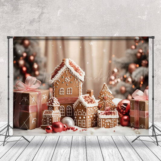 Lofaris Mini Gingerbread House Gift Snowy Christmas Backdrop