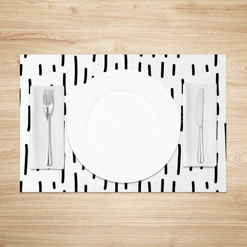 Lofaris Minimalist Black and White Line Art Dining Set of 4 Placemats Modern Abstract Design for Kitchen Decor