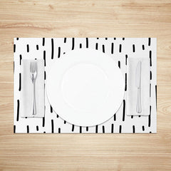 Lofaris Minimalist Black and White Line Art Dining Set of 4 Placemats Modern Abstract Design for Kitchen Decor