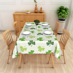 Lofaris Minimalist Geometric Green Grid Rectangle Tablecloth Modern Clover St Patricks Day Table Cover