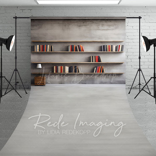 Lofaris Minimalist Grey Dark Room Bookshelf Sweep Backdrop