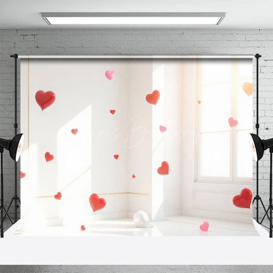Lofaris Minimalist Red Heart Bubbles Valentines Day Backdrop
