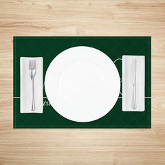 Lofaris Minimalist St. Patricks Day Set of 4 Placemats White Shamrock Outline and Dark Green Dining Table Mats