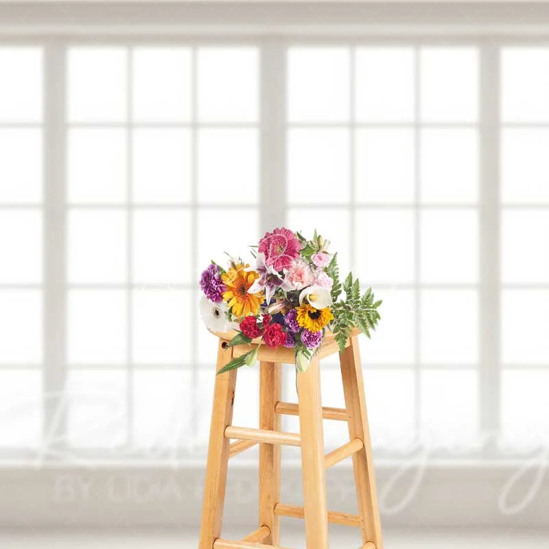 Lofaris Minimalist White Window Photography Backdrop Bright Indoor Studio Portrait Background Elegant Home Decor