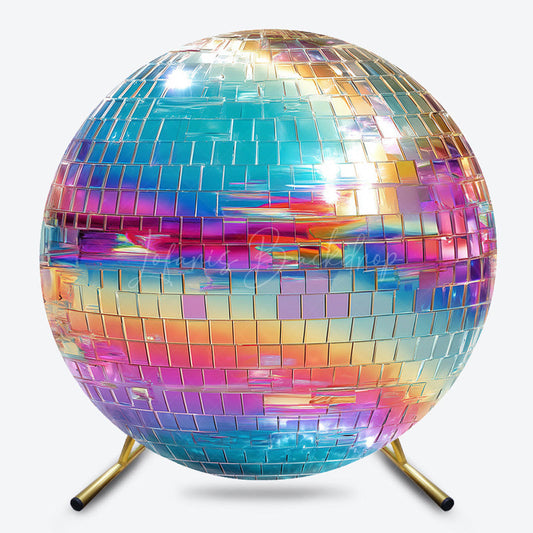Lofaris Mirror Colorful Rainbow Disco Ball Round Backdrop