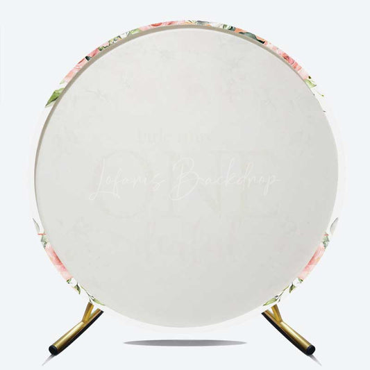 Lofaris Miss Onederful Pink Floral Round Birthday Backdrop
