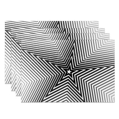 Lofaris Modern Abstract Black Lines and Stars Set of 4 Placemats for Contemporary Celestial Kitchen Decor