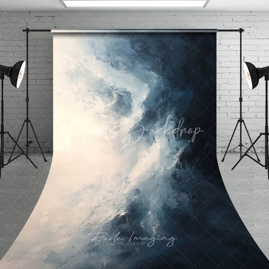 Lofaris Modern Abstract Blue and White Textured Sweep Backdrop Artistic Photography Studio Background Prop