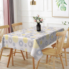 Lofaris Modern Abstract Circles Rectangle Tablecloth Yellow and Grey Geometric Pattern Contemporary Dining Home Kitchen Decor