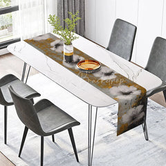Lofaris Modern Abstract Floral Table Runner Grey Gold and White Botanical Elegant Minimalist Kitchen Decor