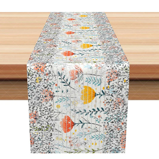 Lofaris Modern Abstract Floral with Leopard Print Table Runner for Artistic and Eclectic Kitchen Dining Decor