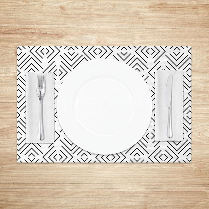 Lofaris Modern Abstract Geometric Lines Pattern Set of 4 Placemats for Minimalist and Contemporary Kitchen Decor