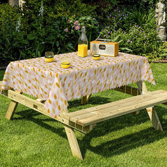 Lofaris Modern Abstract Leaf Pattern Rectangle Tablecloth Retro Pink and Yellow Design Contemporary Kitchen Decor