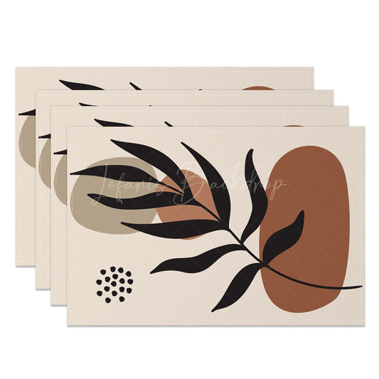 Lofaris Modern Abstract Leaves Dots Print Set Of 4 Placemats