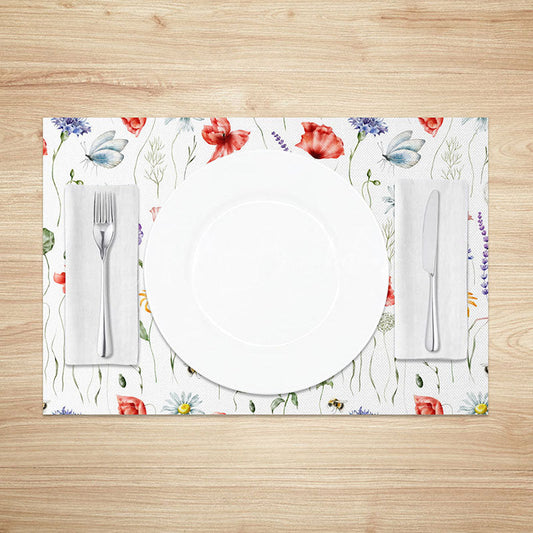 Lofaris Modern Abstract Placemats Set of 4 in Green and Beige for Contemporary Minimalist Dining Table