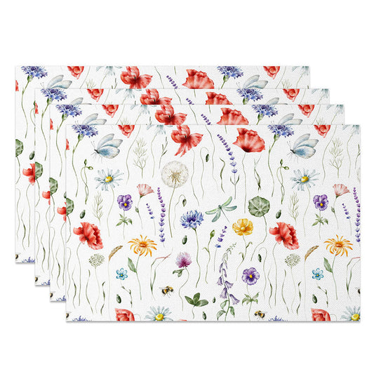 Lofaris Modern Abstract Placemats Set of 4 in Green and Beige for Contemporary Minimalist Dining Table