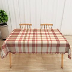 Lofaris Modern Abstract Rectangle Tablecloth in Red and Light Brown for Contemporary Earth Tone Decor