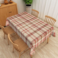 Lofaris Modern Abstract Rectangle Tablecloth in Red and Light Brown for Contemporary Earth Tone Decor