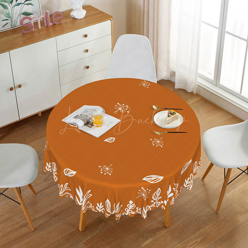 Lofaris Modern Abstract Round Tablecloth with Brown and White Grass Pattern for Neutral Natural Dining Decor
