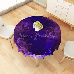 Lofaris Modern Abstract Round Tablecloth with Purple Dreamy Smoke Pattern for Elegant and Moody Dining Decor