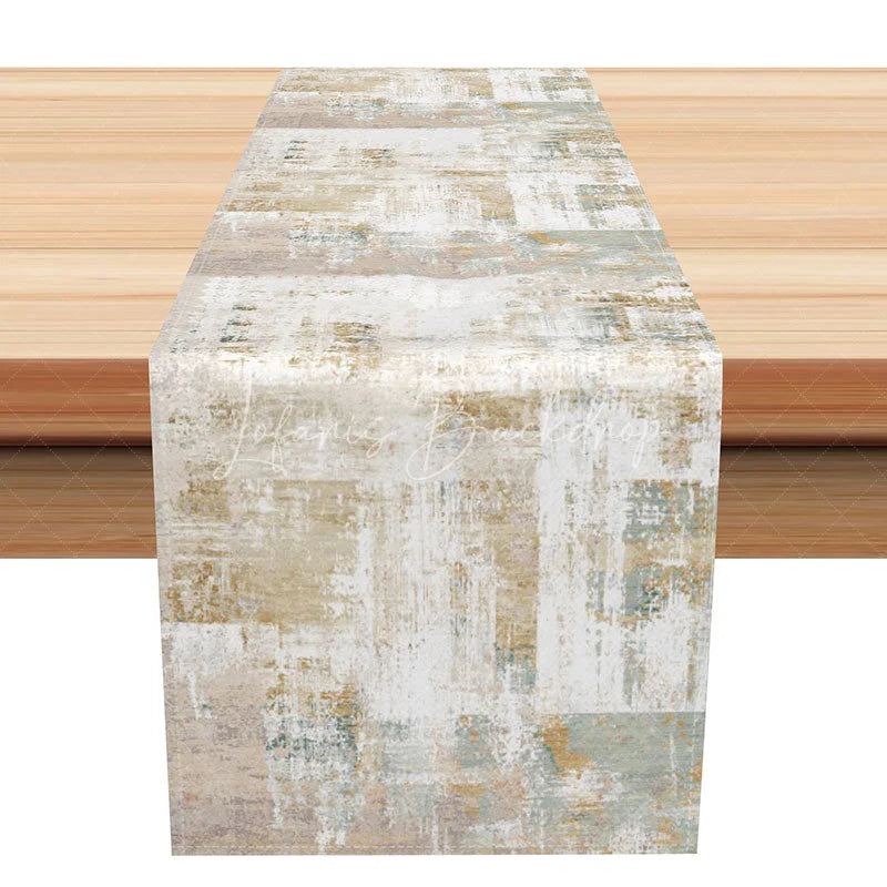 Lofaris Modern Abstract Table Runner in Beige and Grey Distressed Industrial Print for Contemporary Kitchen Decor