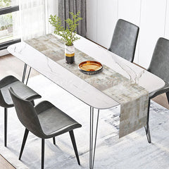 Lofaris Modern Abstract Table Runner in Beige and Grey Distressed Industrial Print for Contemporary Kitchen Decor