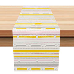 Lofaris Modern Abstract Table Runner with Bright Yellow Stripes and Chain Pattern for Bold Contemporary Decor