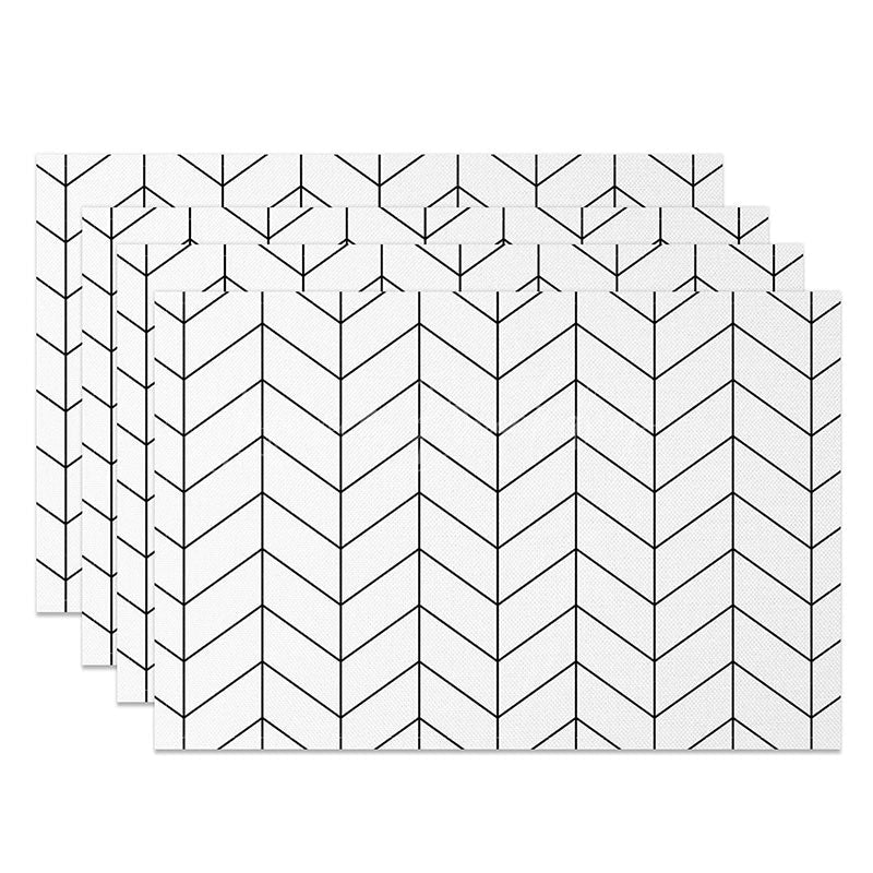 Lofaris Modern Abstract White and Black Lines Set of 4 Placemats for Minimalist Contemporary Kitchen Decor