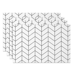 Lofaris Modern Abstract White and Black Lines Set of 4 Placemats for Minimalist Contemporary Kitchen Decor