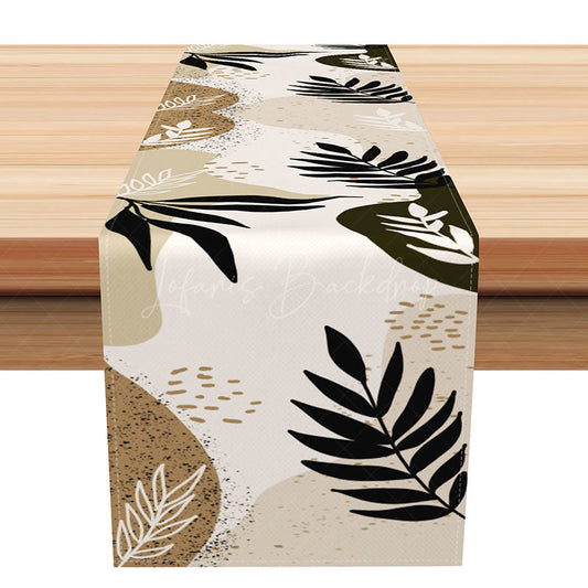 Lofaris Modern and Simple Leaf Pattern Table Runner Minimalist Botanical Greenery Fresh Farmhouse Kitchen Decor