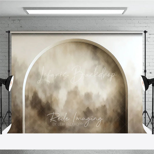 Lofaris Modern Arched Abstract Photography Backdrop Neutral Beige Cream Textured Design for Elegant Studio Portraits