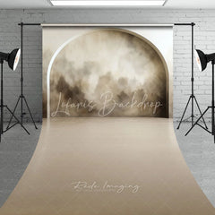 Lofaris Modern Arched Wall Abstract Texture Sweep Backdrop Neutral Tones with Wooden Floor for Photography