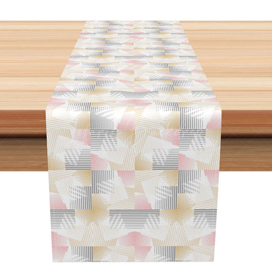 Lofaris Modern Art Table Runner with Artistic Lines and Color Blocks for Contemporary Kitchen Dining Decor