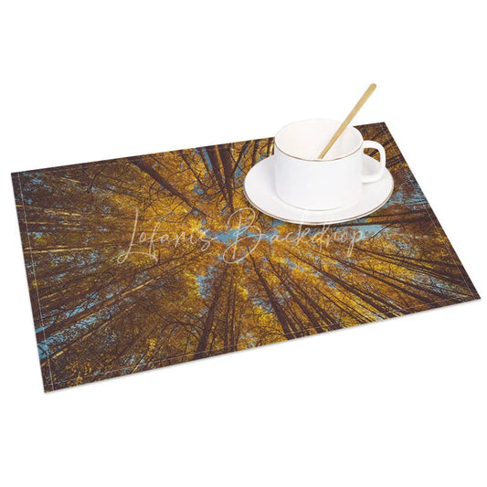Lofaris Modern Autumn Yellow Tree Pattern Set of 4 Placemats for Fall Season and Thanksgiving Dining Decor