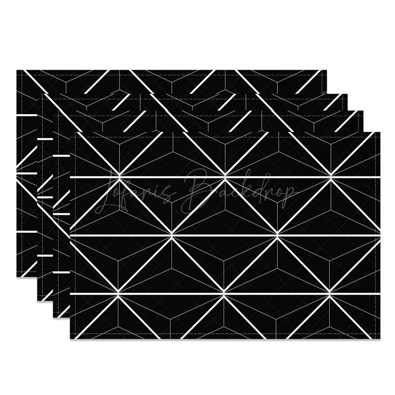 Lofaris Modern Black Abstract Geometric Set of 4 Placemats for Contemporary and Minimalist Dining Table Decor