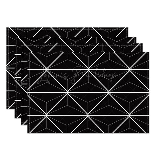 Lofaris Modern Black Abstract Geometric Set of 4 Placemats for Contemporary and Minimalist Dining Table Decor