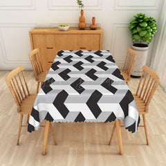 Lofaris Modern Black and Grey Geometric Rectangle Tablecloth for Contemporary Minimalist Dining Room Decor