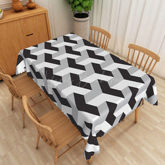 Lofaris Modern Black and Grey Geometric Rectangle Tablecloth for Contemporary Minimalist Dining Room Decor