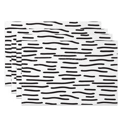 Lofaris Modern Black and White Abstract Lines Set of 4 Placemats for Contemporary Minimalist Dining Decor