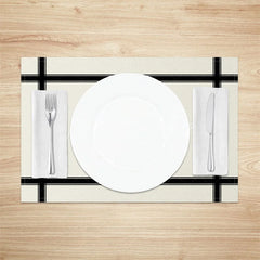 Lofaris Modern Black and White Cross Stripe Set of 4 Placemats for Geometric Minimalist Kitchen Decor