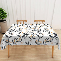 Lofaris Modern Black and White Floral Tablecloth Elegant Botanical Leaf Print for Contemporary Dining Decor